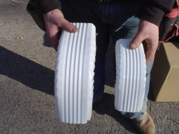 Comparison of downspounts - 3 inch x 4 inch and 2 inch x 3 inch